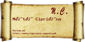 Máté Cipriána névjegykártya